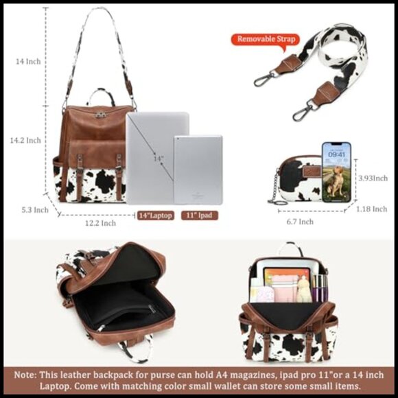 PU Leather Backpack Purse Convertible Shoulder Bag Fashion Work Travel Handbag main image 6